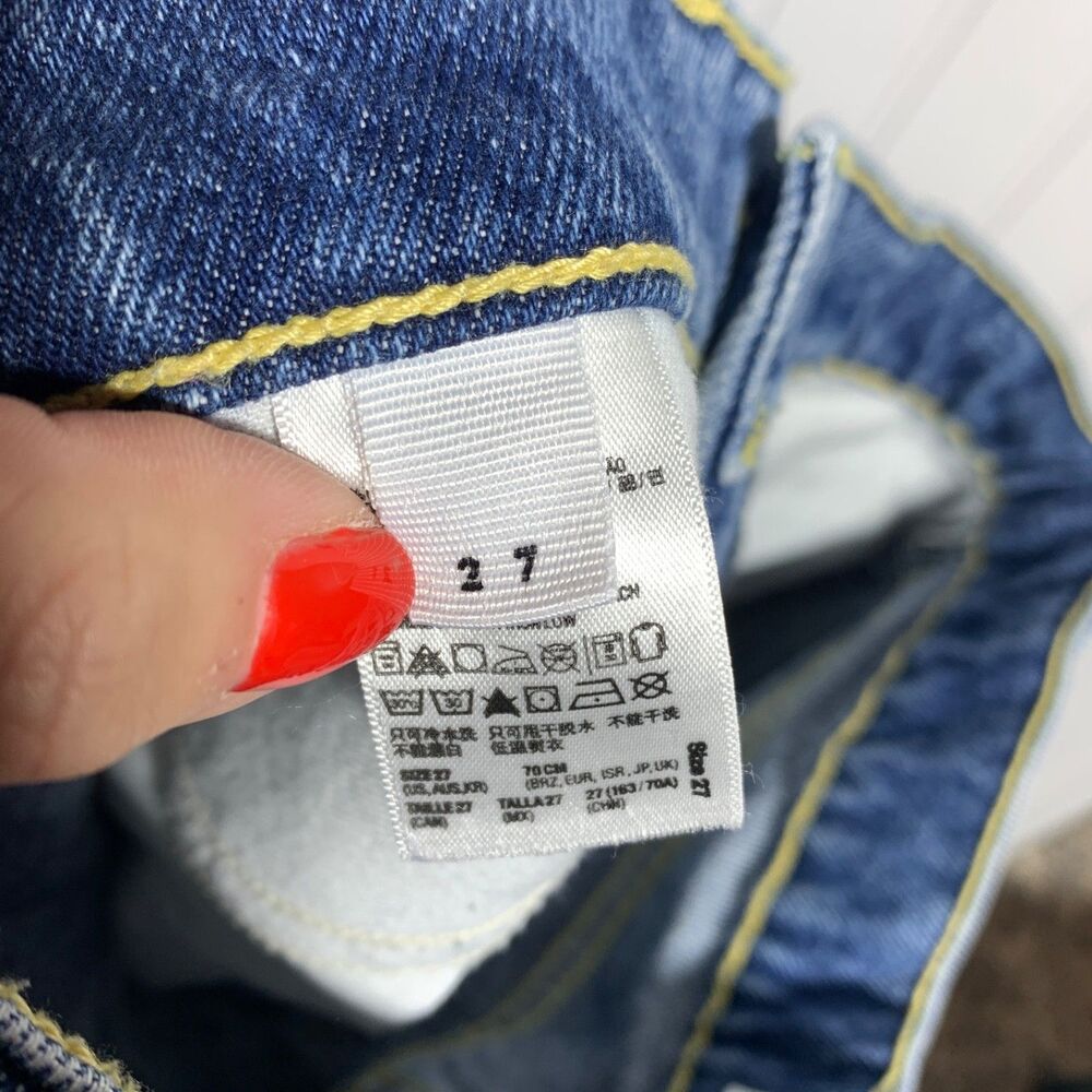 American Apparel High Rise Cuff Light Wash Denim Shorts 27 Classic Preppy Beach - Picture 6 of 7